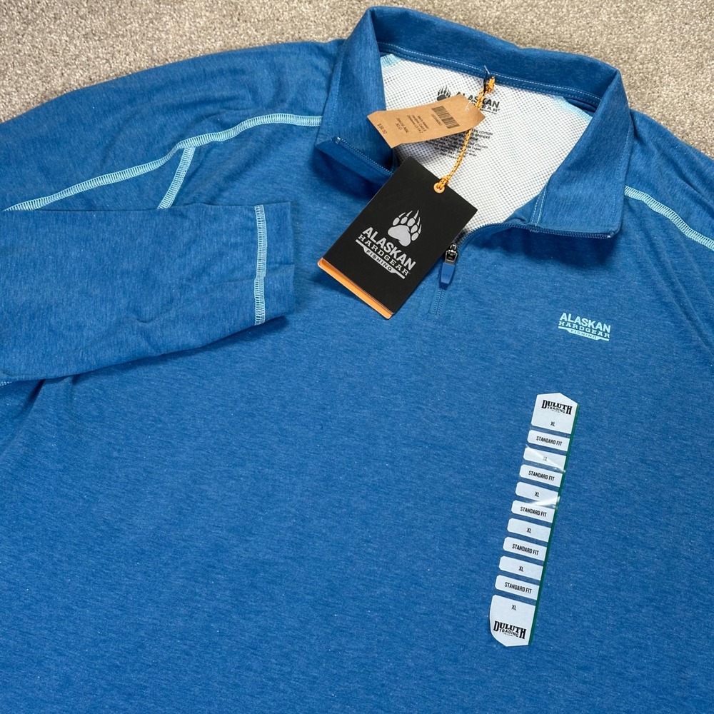 Alaskan Hardgear Mens XL Pullover Blue 1/4 Zip Fishing Hiking Outdoor Gorpcore